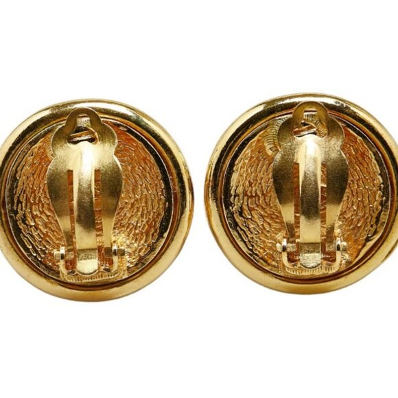 CHANEL CC Logos Round Clip-On Earrings Gold Tone 93P Auth w/Box D-222-6 - Picture 4 of 7